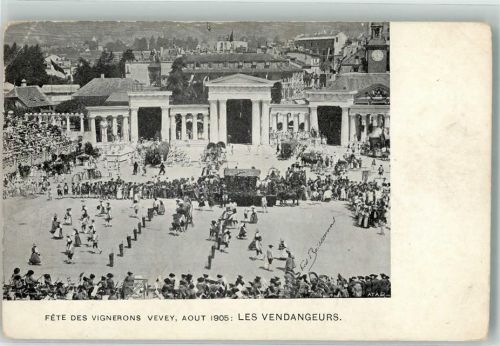 1800 Vevey 1905 Gebrauchsspuren Weinfest Foto AK