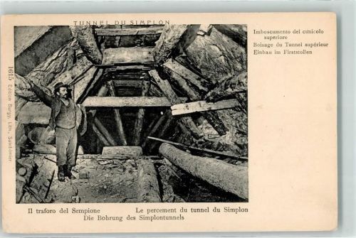 1800 Vevey - die Bohrung des Simplontunnels Einbau im Firststollen