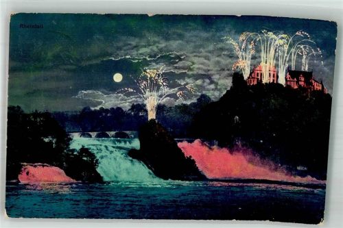 8200 Schaffhausen Sciaffusa 1913 Mondschein Feuerwerk Rheinfall