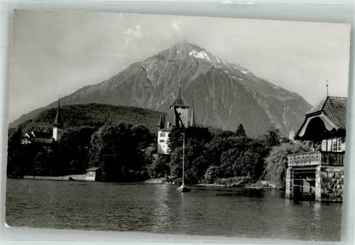 3700 Spiez Foto AK Schloss Kirche
