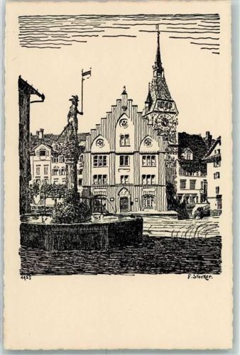 6300 Zug Zugo Künstlerkarte Zytturm und Stadtkanzlei sign