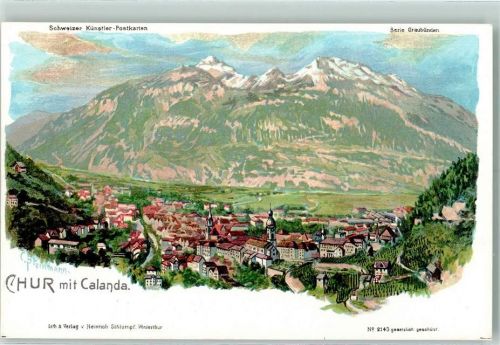 Chur Coire Calanda Serie Graubünden Steinmann Lithographie