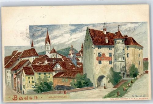 5400 Baden - Kirche, Ortsansicht, Landvogteischloss