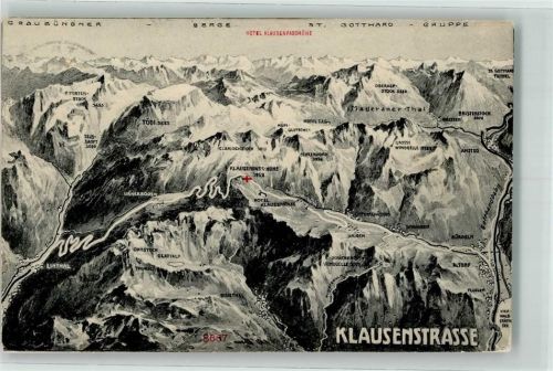 Klausenstrasse 1909 - Landkarte Hüttenstempel