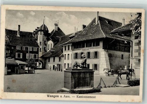 3380 Wangen an der Aare 1932 Foto AK Denkmal Soldat Kantonnement Feldpost Kaserne