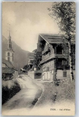1873 Val-d'Illiez - Kirche, Ortsansicht