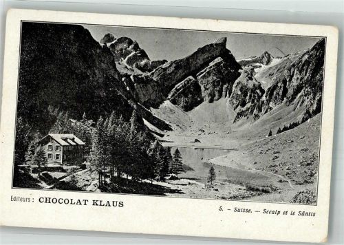 Seealpsee Berggasthaus mit Säntis Klaus Schokolade Werbe AK