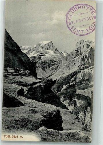 8783 Linthal 1911 Foto AK Tödi Hüttenstempel Clubhütte St. Fridolin