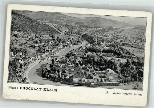 Baden Panorama des Ortes an der Limmat Klaus Schokolade Werbe AK