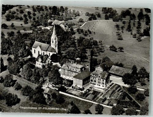 9225 St. Pelagiberg 1954 Foto AK Fliegeraufnahme Kirche St. Pelagiberg