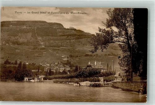 1800 Vevey 1919 Foto AK Le Grand Hotel Bergbahn Mont Pélerin