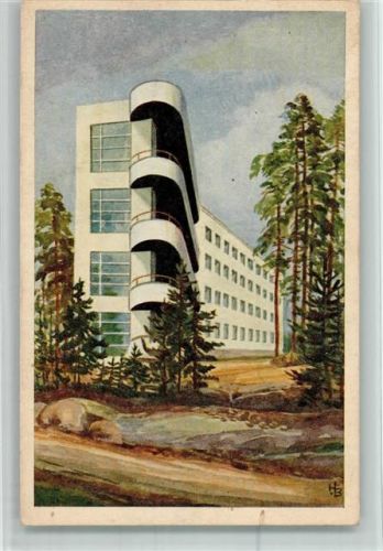 Jakobstad Architektur Ragnar Wessman Östanlid Sanatorium - Lungenheilstätte in Finnland - Tuberkulose Künstlerkarte