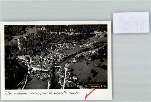 2882 St-Ursanne FOTO KEINE AK Foto 10cm x 7cm Fliegeraufnahme Neujahrswünsche