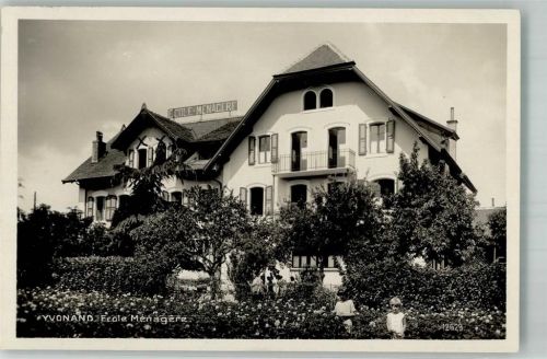 1462 Yvonand 1934 Foto AK Schule Menagere