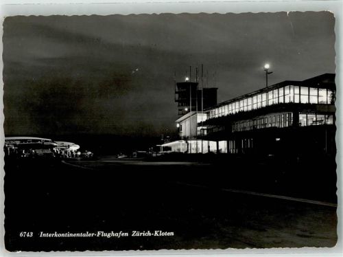 8302 Kloten Foto AK Flugzeuge Nacht
