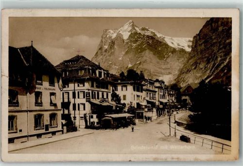 3818 Grindelwald Foto AK Wetterhorn Post Telegraph Hotel