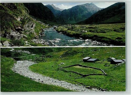 7447 Am Bach Avers - Madriser Rhein vor und nach der Fassung
