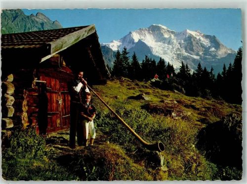 Wengen Sennenbub + Alphornbläser AK Alphorn 1965
