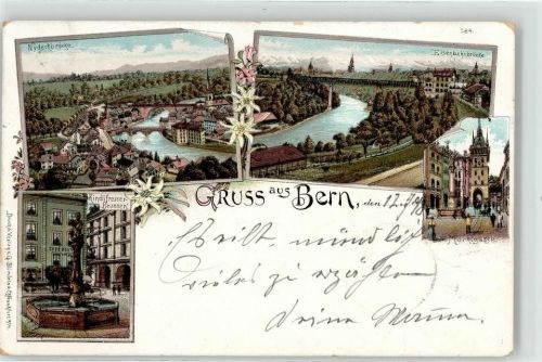 3000 Bern Berne - 1898 Nydeckbrücke Eisenbahnbrücke Kindlifresser Brunnen Marktgasse