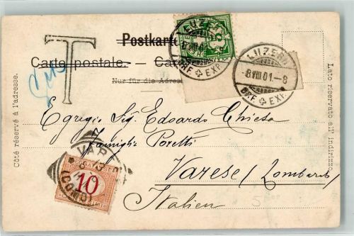 Luzern Lucerne Nachgebühr Taxe Stempel Phila Schweiz 1901