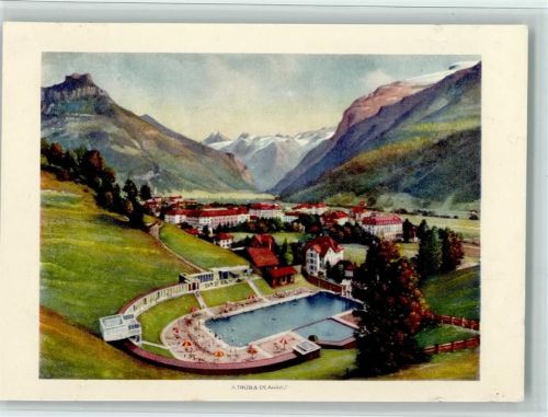6390 Engelberg Künstlerkarte Schwimmbad,Verlag A.Trüb,, gute Erhaltung AK