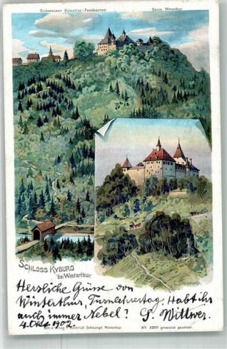 Winterthur sign. Steinmann, C. Schloss Kyburg Künstlerpostkarte Steinmann 1902 Lithographie
