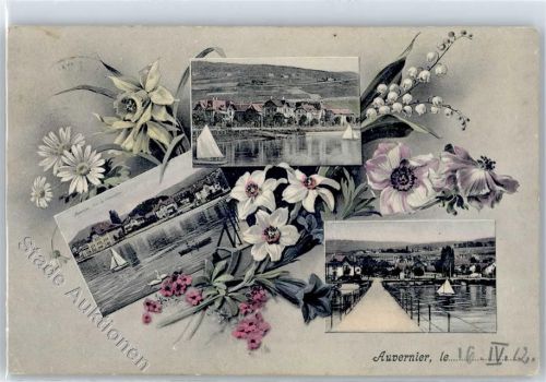 2012 Auvernier - Mehrfachansicht Segelboote Blumen 1912