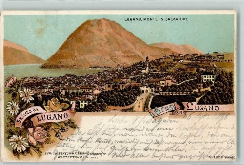 Lugano Monte S. Salvatore Schlumpf 1898 Lithographie