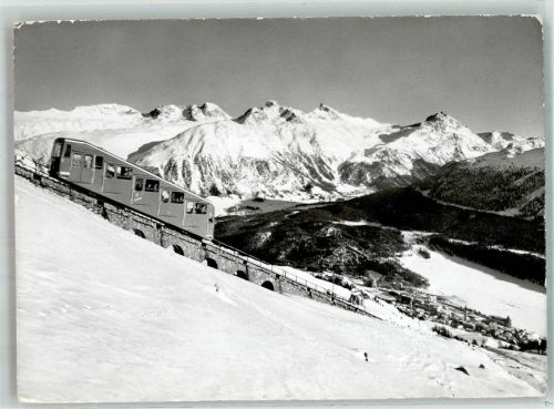 7500 St. Moritz 1953 Winter Bergbahn Corviglibahn