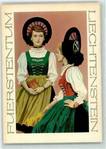 9490 Vaduz Künstlerkarte Liechtensteiner Landestrachten Frau Tracht Ort lt. Verlag