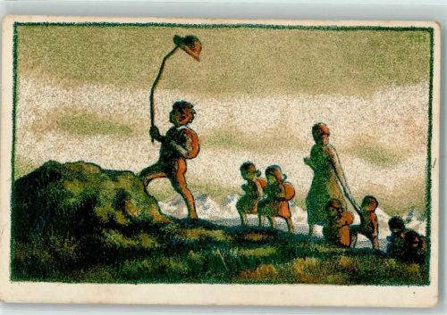 Spendenkarte zu Gunsten des Kinderheims Lithographie von Erh. Steinmann Steinmann 1923 Gebrauchsspuren