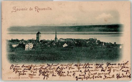 2520 La Neuveville 1899 Lithographie Kirche