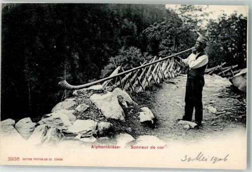 Sonneur de cor Verlag Photoglob 2936 Alphorn 1906
