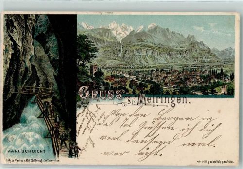 Meiringen Aareschlucht Schlumpf 1901 Lithographie