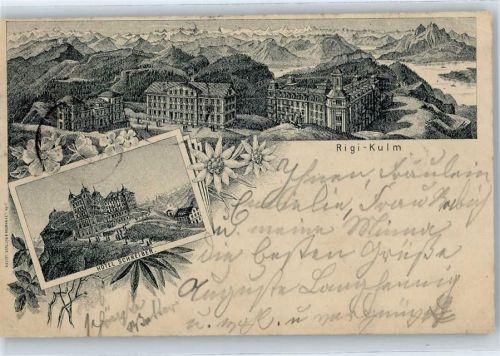 6410 Rigi Kulm Lithographie Hotel Schreiber , Vorläufer