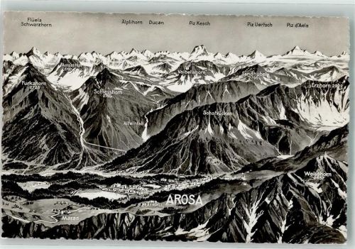 7050 Arosa - Landkarte Schafrücken Alteinfall Schiesshorn Erzhorn