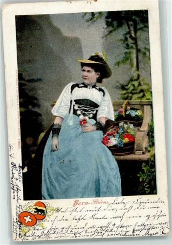 3855 Brienz BE 1903 - Frau Tracht Blumenkorb