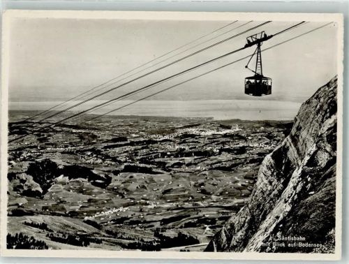 Säntis 1947 Foto AK Seilbahn Blick auf Bosensee Bahnpost