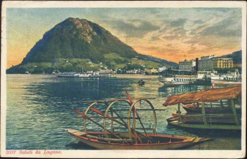 1930 - Lugano, Kanton Tessin, Schweiz, -Saluti da Lugano-, Boote, Dampfer, Luganer See, Künstler-AK,Paul Bender AKU2