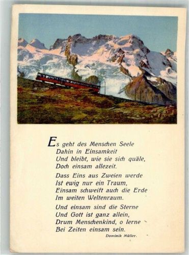 Gornergrat 1932 Foto AK Bergbahn Gedicht Mülller