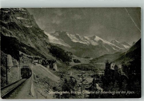 3716 Kandergrund Gebrauchsspuren Eisenbahn Lötschbergbahn Felsen- Burg