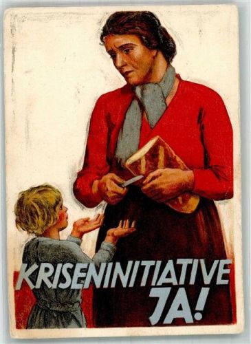 1934 Gebrauchsspuren Kriseninitiative JA zur Bekämpfung der Weltwirtschaftskrise, Wurde mit einer Volksabstimmung abgelehnt