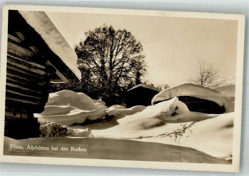 Flims Winter Alphütten bei den Buchen