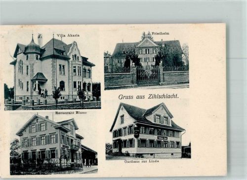 8588 Zihlschlacht 1913 Foto AK Gasthaus Blume Gasthaus zur Linde villa Akazia Friedhelm