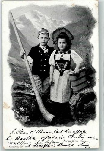 Kinder Tracht Alphorn 1904