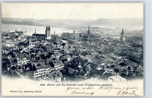 8000 Zürich - Blick vom Predigerturm auf Utokette, Großmünster