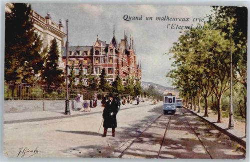 8000 Zürich Zürichhorn - Rotes Schloss, Strassenbahn signiert