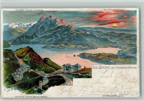 Rigi Staffel 1903 Vierwaldstättersee sign Steinmann C. Serie Vierwaldstättersee Steinmann Lithographie