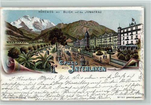 Interlaken Nr. 187 Gruss aus - Höheweg Schlumpf 1899 Lithographie