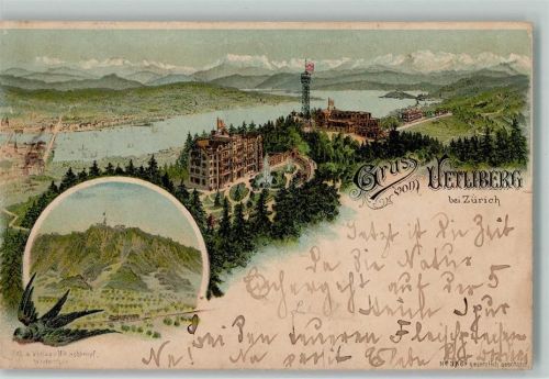 Zürich 1897 Uetliberg Schlumpf Lithographie